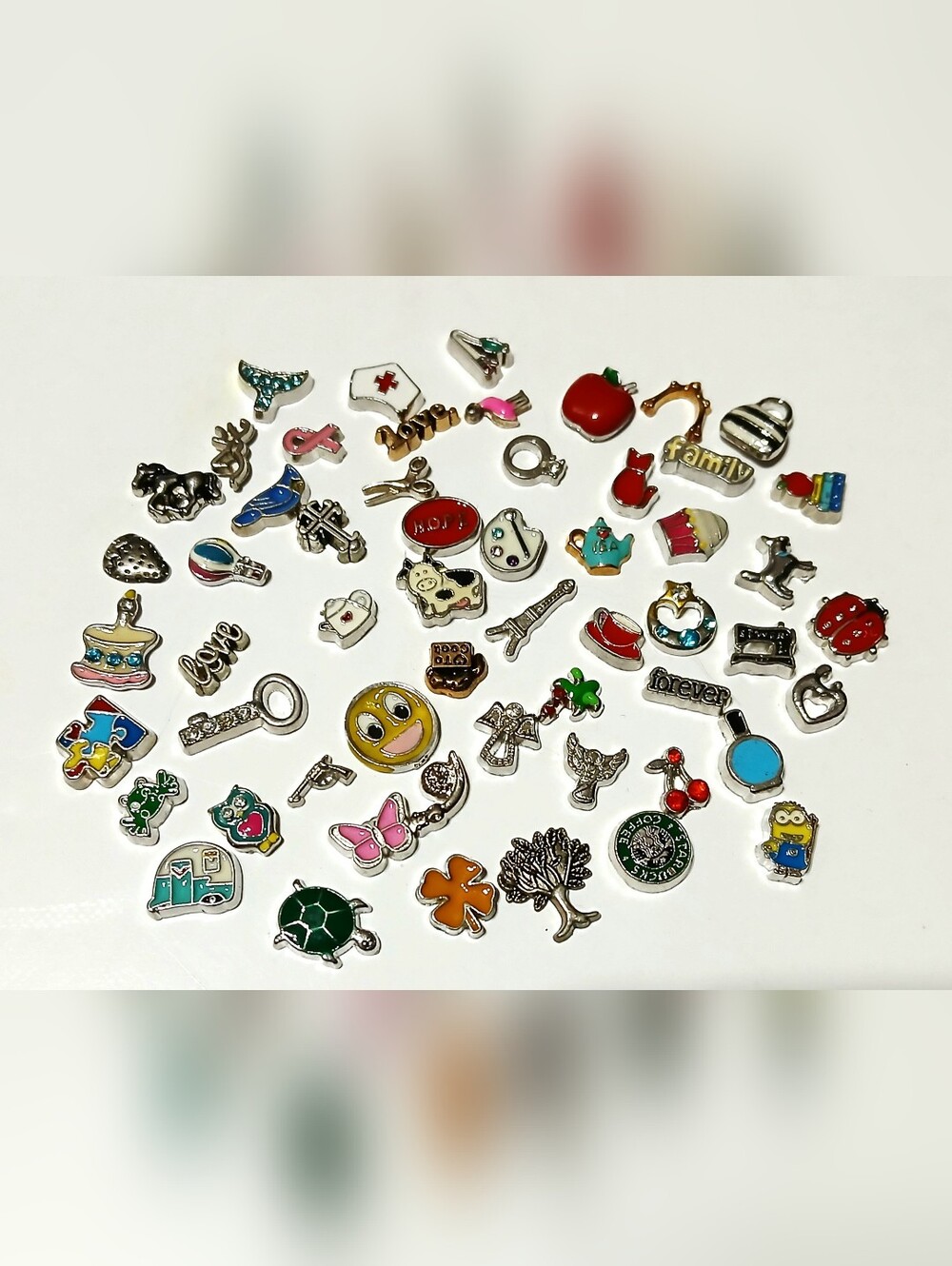 Assorted Colorful Enamel Charms for Memory Lockets- Mixed Lot